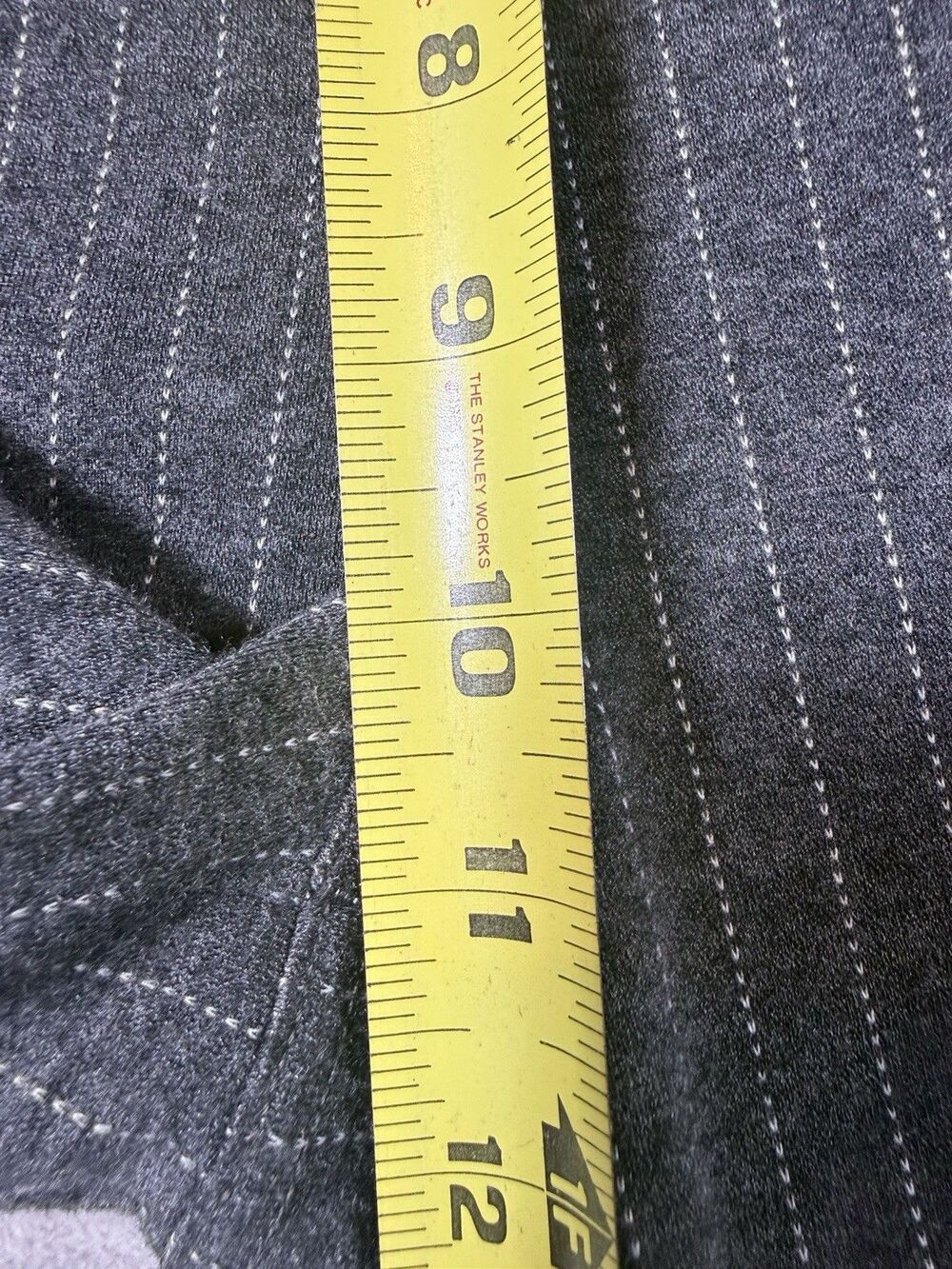 American Eagle Stretch Pants XL Gray Pinstripe Pull On Career Work Cropped Flare - Picture 7 of 13